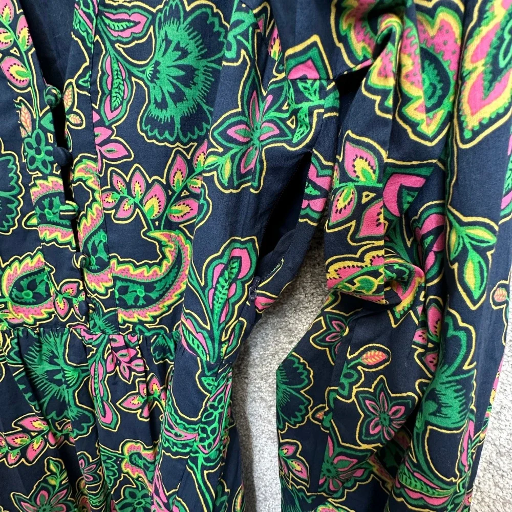 Boden Amelia Cotton Maxi Dress Womens 4 Paisley Floral V-Neck Tie Waist NWOT - Picture 9 of 13